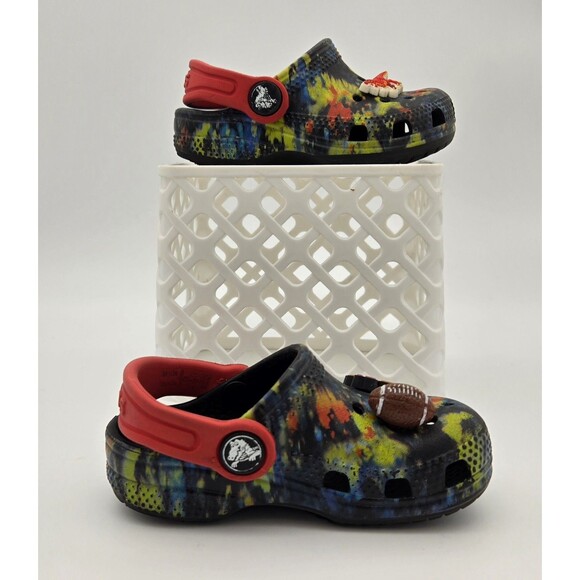 Crocs Kids Classic Clog 6C Black Tie Dye Unisex Water Shoes Slip On Casual - Picture 4 of 13